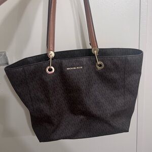 Michael Kors Dark Brown and Tan Tote Bag